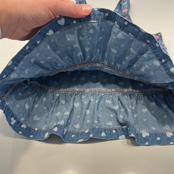 Hatley baby heart cluster denim dress blue white hearts size 18-24 months 💙🤍🩷 - Picture 7 of 9